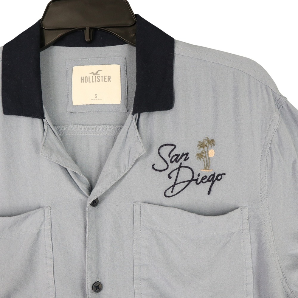 San Diego Hollister Workwear Bowling Shirt Mens S Palm Tree Camp Collar Surf